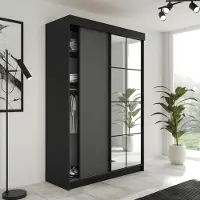 KIER FURNITURE Armoire à glissières LAMARO avec miroir, armoire chambre à coucher, 138x205x59cm