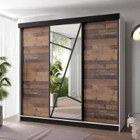 KIER FURNITURE Armoire avec miroir - Armoire à portes coulissantes, 200x205x59 cm