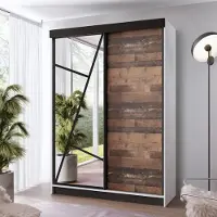 KIER FURNITURE Armoire avec miroir - Armoire à portes coulissantes, 167x205x59 cm