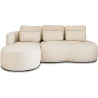 Lisa Design Mahina - canapé d'angle gauche - 4 places - convertible avec coffre - en tissu bouclette , Beige