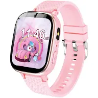 Topchances Montre intelligente pour enfants, 1,83″ montre pour enfants avec 30 jeux, appels, caméra, musique, podomètre, réveil, carte d'apprentissage, livre audio, cadeau pour 3-12 filles/garçons,Rose