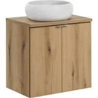 DMK Deutsches Milchkontor Armoire De Salle De Bain Avec Lavabo 60 Cm En Chêne, Vasque Ronde, Plan De Travail