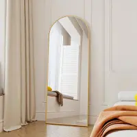 ProximaX Miroir sur pied 60 x 165 cm Miroir corps entier or Cadre aluminium Miroir bombé Miroir d'habillage