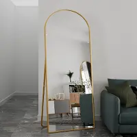 ProximaX Miroir bombé à coins arrondis, 180 x80 cm Miroir de corps, Grand miroir à poser, à suspendre ou à incliner, miroir à poser au sol comme miroir d'habillage pour le salon, or