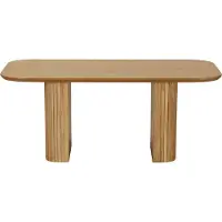 Lisa Design Milazzo - table basse - bois plaqué chêne et cannage - 120 cm , Bois