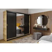 KIER FURNITURE Armoire multi-usages RETRO 1 200 - Chêne Craft Gold + noir 200x205x59 cm