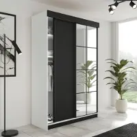 KIER FURNITURE Armoire à glissières LAMARO avec miroir, armoire chambre à coucher, 138x205x59cm