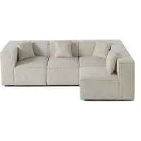 Best Mobilier Arty - canapé modulable d'angle droit 4 places - en velours côtelé , Beige