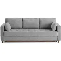 Best Mobilier Lisa Design Anna - canapé droit 3 places convertible avec poche en velours texturé , Gris