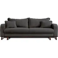Lisa Design Albane - canapé 3 places - convertible avec coffre - en velours côtelé , Gris foncé