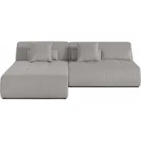 Best Mobilier Onyx - canapé modulable d'angle réversible 4 places - en velours côtelé , Gris clair