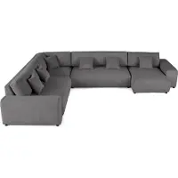 Best Mobilier Lisa Design Garance - canapé modulable d'angle gauche - 8 places - en velours côtelé , Gris foncé