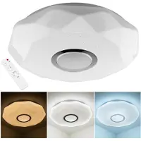 LUMILED LED Plafonnier 72W 6480lm 50cm Plafonnier CCT 3000-6500K avec télécommande blanc rond Design moderne salon chambre enfants chambre à coucher