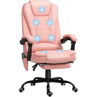 Vinsetto Fauteuil de bureau avec massage en 7 points, fauteuil de gaming ergonomique rose