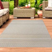 Teppichhome24 Tapis polyvalent d'intérieur et d'extérieur de style ethnique, avec un motif moderne en losanges dans les tons beige et jaune. Dimensions : 120 x 160 cm