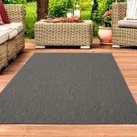 Teppichhome24 Tapis moderne en sisal pour intérieur et extérieur, anthracite, dimensions : 200 x 280 cm
