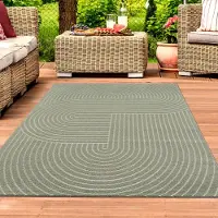 Teppichhome24 Tapis moderne d'intérieur et d'extérieur avec motif en arc vert Dimensions : 200 x 280 cm