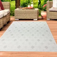Teppichhome24 Tapis d'extérieur, tapis de terrasse, tapis de balcon, avec différents motifs en losanges de couleur crème - Dimensions : 240 x 340 cm