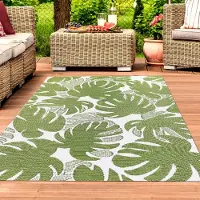 Teppichhome24 Tapis d'extérieur exotique avec des motifs de feuilles tropicales vertes - Dimensions : 120 x 170 cm