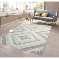 Teppichhome24 Tapis d'intérieur et d'extérieur aspect sisal, motif en losanges avec effet moelleux en relief, gris, dimensions : 120 x 170 cm