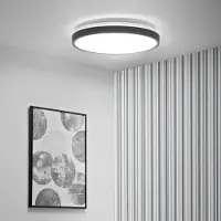 LUMILED LED plafonnier 36W 3820 Lm plafonnier 4000K blanc neutre 41cm blanc rond moderne noir anneau pour salon chambre enfants, chambre à coucher