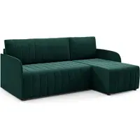 LIKMA Canapé d’angle Otto SLIM 208x145 cm Vert Bouteille Convertible Couchage 200x140 cm Coffre de Rangement Canapé 3 Places Compact