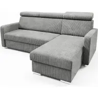 LIKMA Canapé d’angle Mako 213x165 cm Gris Clair Convertible Couchage 190x125 cm Coffre de Rangement Appuie-tête Réglables Canapé 3 Places