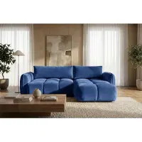 Sofiland BELVEO Canapé d'angle L Gauche Convertible Coffre bleu foncé