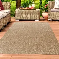 Teppichhome24 Tapis d'intérieur et d'extérieur intemporel, résistant aux intempéries et facile d'entretien, design uni beige Dimensions : 120 x 170 cm