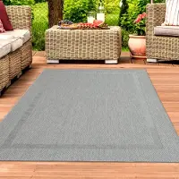 Teppichhome24 Tapis en sisal d'intérieur et d'extérieur avec bordure grise - Dimensions : 140 x 200 cm