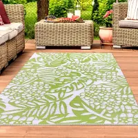 Teppichhome24 Tapis d'intérieur et d'extérieur durable au motif tropical vert - Dimensions : 90 x 150 cm