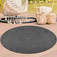 Teppichhome24 Tapis d'extérieur Light Anthracite rond robuste facile d'entretien polyvalent Taille - 120 cm Rond