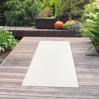 Teppichhome24 Tapis d'intérieur et d'extérieur stylé de couleur crème - 80 x 250 cm