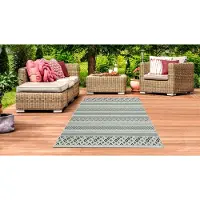Teppichhome24 Tapis d'intérieur et d'extérieur aspect sisal, motif losanges et diamants, vert sable, dimensions : 160 x 220 cm