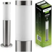 LUMILED Lampe sur pied extérieure 45cm Borne d'éclairage IP44 Acier inoxydable E27 Lampe de jardin argentée Lampe de chemin Lampe d'extérieur Lampadaire extérieur