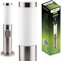 LUMILED Lampe sur pied extérieure 45cm Borne d'éclairage avec prise de courant IP44 Acier inoxydable E27 Lampe de jardin Argent Lampadaire Lampe de chemin Lampe extérieure