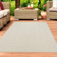 Teppichhome24 Tapis d'extérieur durable au look jute Tapis de terrasse et de jardin Crème Taille - 80 x 250 cm