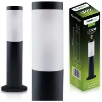 LUMILED Lampadaire extérieur 45cm Borne d'éclairage IP44 Acier inoxydable E27 Lampe de jardin noire Lampadaire de chemin Lampe d'extérieur Lampadaire extérieur