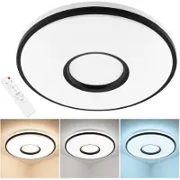 LUMILED LED Plafonnier 72W 6480lm 50cm Plafonnier CCT 3000-6500K avec télécommande blanc rond Design moderne salon chambre enfants chambre à coucher
