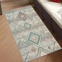 Teppichhome24 Tapis d'intérieur et d'extérieur avec motif en vert crème Taille - 80 x 300 cm