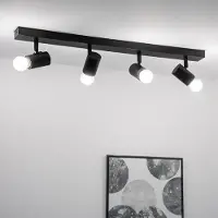 LUMILED Plafonnier réglable Spot à 4 flammes orientable, couleur noir mat, 4x E27 douille max.12W IP20 230V Spot, spots ronds