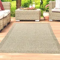 Teppichhome24 Tapis d'extérieur, tapis de terrasse, tapis de jardin, robuste et durable, bordure doublée de beige, dimensions : 200 x 290 cm