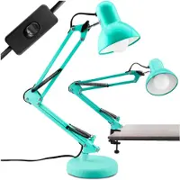 LUMILED Lampe de bureau classique Lampe de lecture verte Lampe de table Bras réglable avec E27 Rétro en métal Lampe de bureau