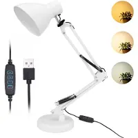 LUMILED LED Lampe de bureau 7W Bras pivotant Lampe de bureau Luminosité réglable Changement de couleur USB Bras réglable Lampe de travail Lampe de chevet Bureau Pince