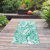Teppichhome24 Tapis d'extérieur aux accents tropicaux, couleur pétrole - Dimensions : 90 x 150 cm