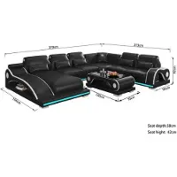 AEA Salon XXL Canapé En Forme De U Grand D'Angle En Cuir Marron Nouveau