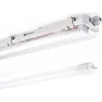 NCC-Licht Luminaire LED pour pièces humides Eco Luminaire à vasque 120 cm 1 x 18 W T8 Tube 1800 lm Blanc neutre 4000 K IP65