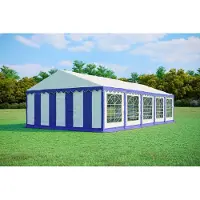 Pártystany-Jičín s.r.o. Tente de réception 5x10 mètres, PVC PREMIUM, 500 g/m² - Bleu et blanc