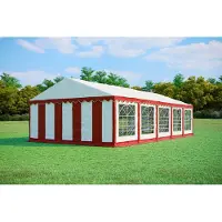 Pártystany-Jičín s.r.o. Tente de réception 5x10 mètres, PVC PREMIUM, 500 g/m² - Rouge et blanc