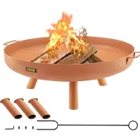 Vevor Braséro Extérieur de Jardin Diamètre du Bol de 77 cm Bol de Feu Extérieur Acier au Carbone Durable Braséro Barbecue Bâton de Bois de Chauffage Fourni pour Profiter de Rassemblements Chaleureux